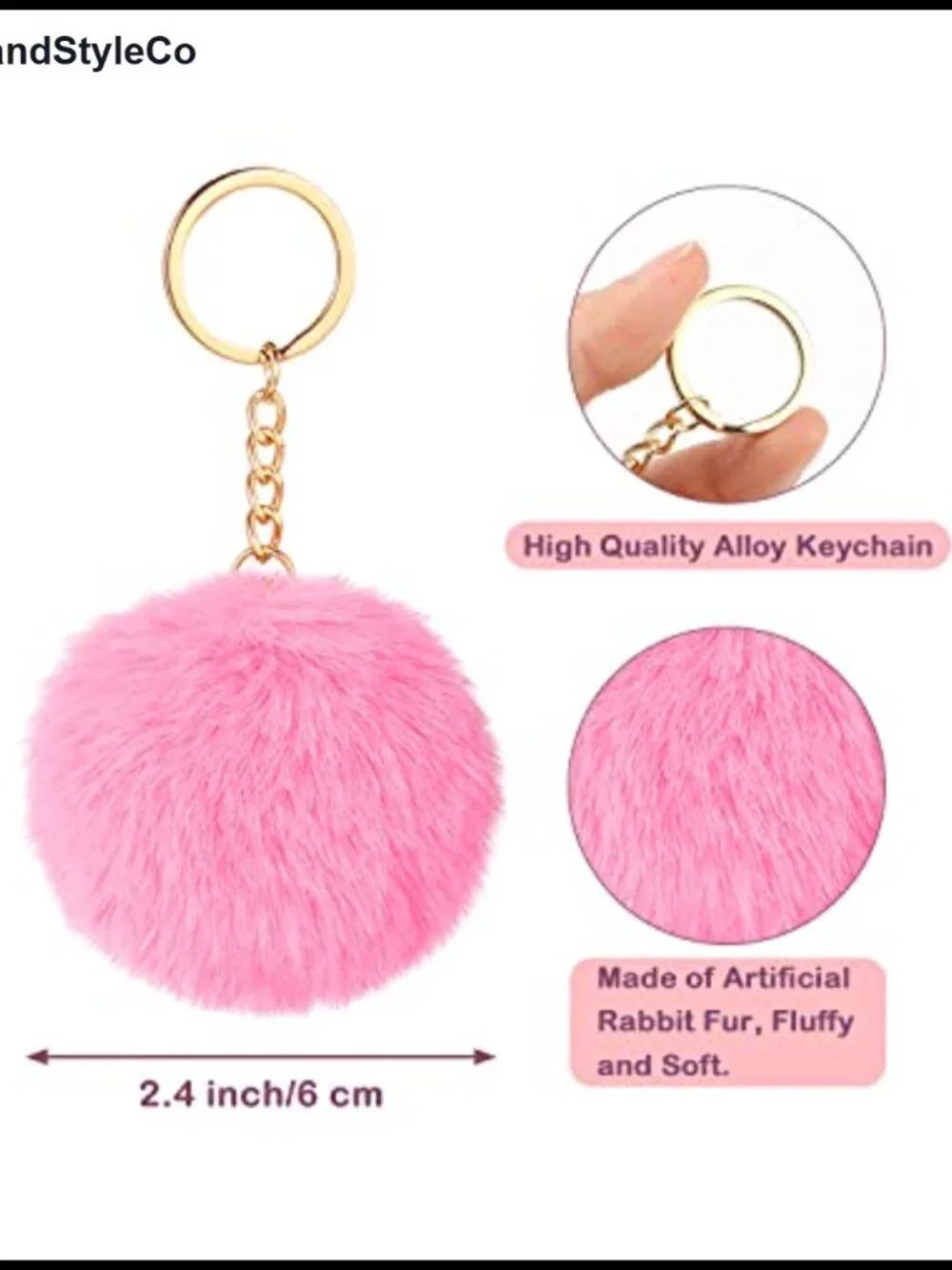 40 Faux Fur Pom Pom Keychains Fluffy Keyrings for Keys & Purses